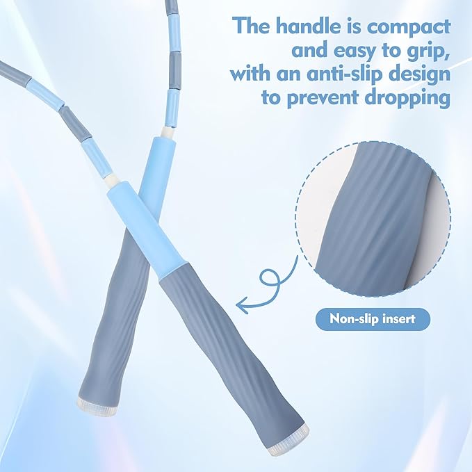 Coolrunner 9 FT Upgraded Kids Jump Rope, 2PC Soft Beaded Skipping Rope with Soft Anti-slip Handles, Adjustable Jumping Rope for Kids Adults, Plastic Segmented Long Enough