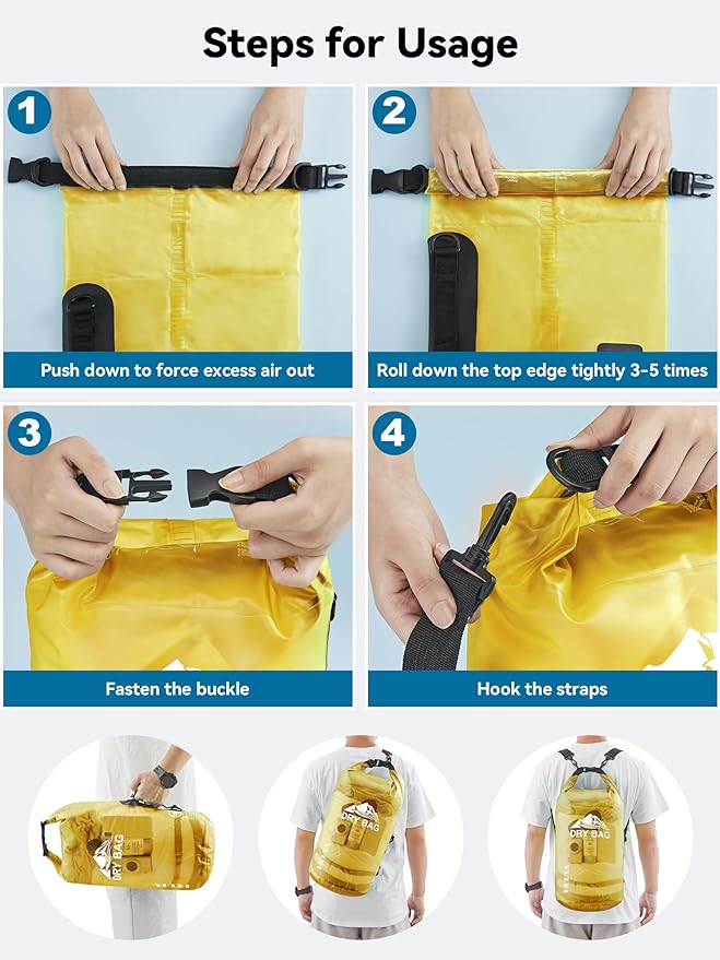 HEETA Dry Bag Waterproof for Women Men, 5L/10L/20L/30L/40L Roll Top Lightweight Dry Storage Bag Backpack with Phone Case for Travel Swimming Boating Kayaking Paddle Board Camping Beach Accessories