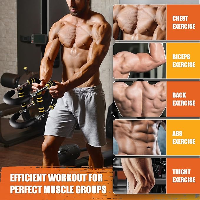 Twister Arm Trainer for Men, 6 Adjustable Resistance Levels(30-120 lb) Chest Trainer with 4 Spring & Training Poster, Chest Workout Equipment for Chest Clip Muscle & Arm Strength