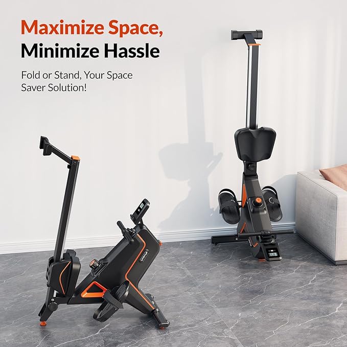Magnetic Rowing Machines for Home (R05), Water Rowing (R10), 16 Levels of Quiet Resistance Foldable Compact Rowing Machine 350 LB Weight Capacity with Bluetooth, App Supported, Tablet Holder