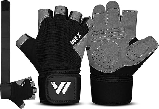 Gym Gloves Fitness Training Anti Slip Shock-Absorbing Weight Lifting Gloves Padded Grip Breathable Fingerless Workout Support for Men Women Cycling Exercise