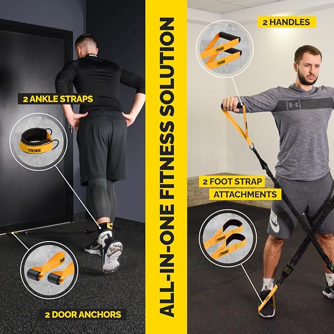 Tube Resistance Bands for Working Out Men and Women - Exercise Bands Resistance Bands Set, Resistance Band Bar, Handles, Ankle Straps, Foot Straps and Door Anchor
