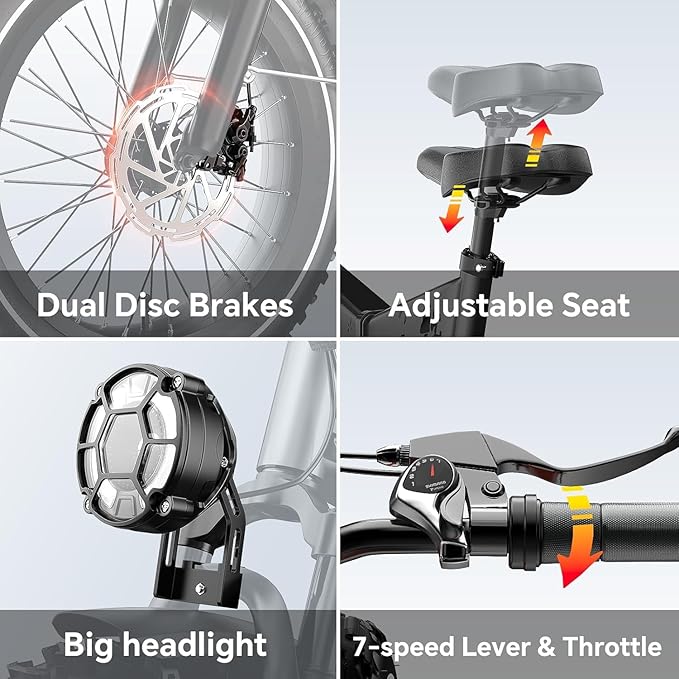 1500W Folding Electric Bike for Adults, 52V 20AH Large Removable Battery E Bike, 30+MPH, 80 Miles Max Range, 20" x4.0 Fat Tire Ebike, Dual Suspension Commute Electric Mountain Bicycle