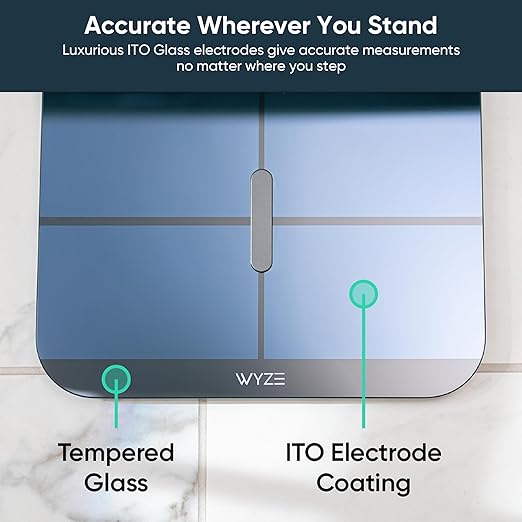 Wyze Smart Scale X - Digital Bathroom Scale for Body Weight, BMI, Body Fat, Muscle Mass, Heart Rate Monitor | Sync with Health Apps | Body Composition Analyzer for People, Baby & Pet, 400 lbs (Black)