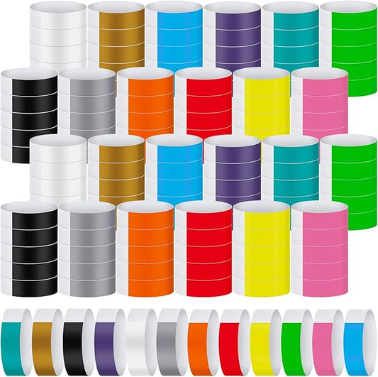 Tudomro 2400 Pack Neon Paper Wristbands Bulk - Waterproof, Lightweight, Adhesive - Concert, Events, Party for Hand Wrist Arm Identification(Fresh Colors)