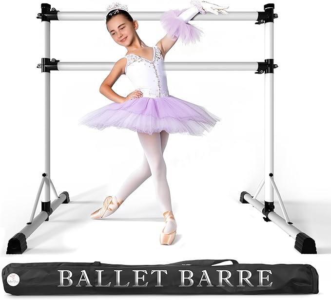 New & Improved 4 Ft Steel Double Ballet Barre with Carry Bag and Beginner Guide,Adjustable&Portable Ballet Barre for Home and Gym,Quality Ballet bar Anti-Wobble,Stretching Dance bar