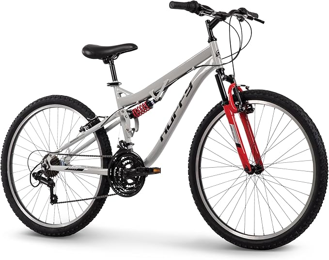 Huffy Stone Mountain Hardtail Mountain Bike for Boys/Girls/Men/Women, 20"/24"/26" Sizes, 6 or 21 Speed Shimano Twist Shifting, Front or Dual Suspension, Comfort Saddle, Sleek Colors