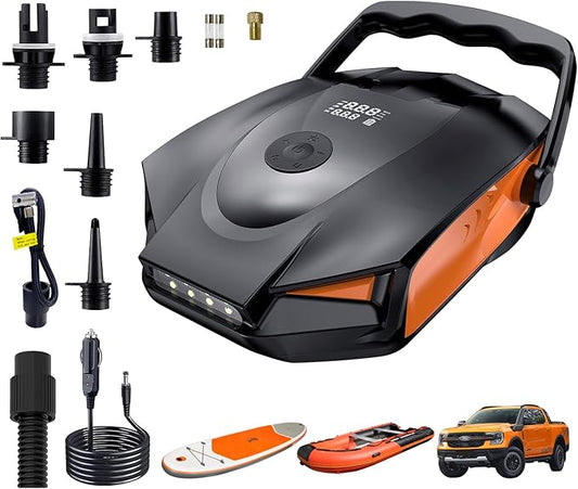 50PSI Paddle Board Pump Electric Portable, High Pressure Sup Pump - Dual Stage Inflation, Auto Shut Off and Deflate for Stand Up Paddle Board/Car/Kayak/Bicycle