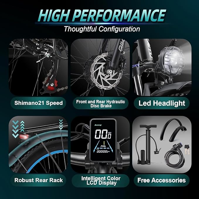 Q7 Peak 3000W Dual Motor Electric Bike - 60-Mile 48V 23Ah UL Certified eBike, 31MPH Fat Tire eBicycle with 5 Riding Modes, Hydraulic Brakes & LCD Display for Mountain/Snow/City