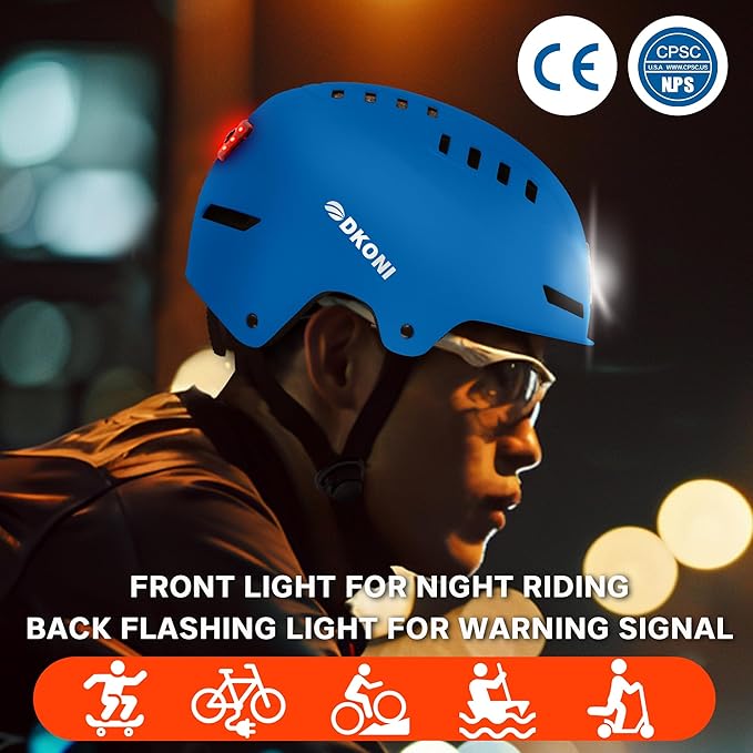 Bike Helmet with LED Lights Bicycle Helmets Commuter Cycling Helmet USB Rechargeable Front & Back LED Light Helmet for Adult Men Women