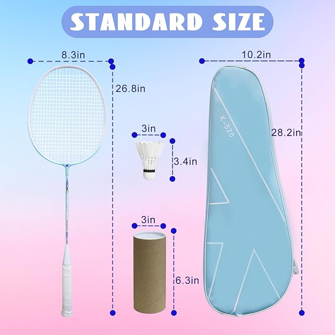 Badminton Rackets Set with 3 Shuttlecocks, Lightweight Badminton Set of 2 for Outdoor Backyard Games, Lightweight Badminton Racquets for Kids Adults Beginners