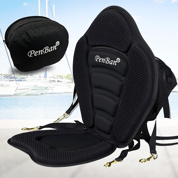 Universal Deluxe Kayak Seat Cushion with Storage Bag for Kayak,Padded Boat,SUP,Canoe,Fishing Boat,Seats with 4 Adjustable Straps