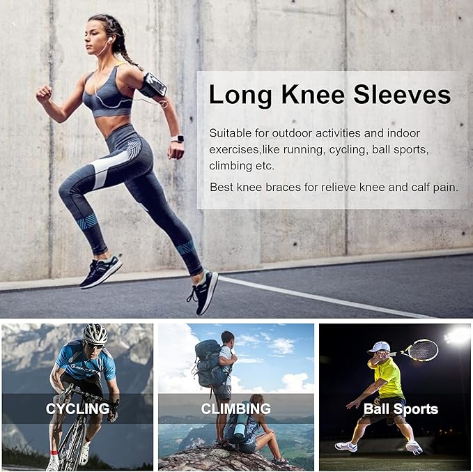 Full Leg Sleeves Long Compression Leg Sleeve Knee Sleeves Protect Leg, for Man Women Basketball, Arthritis Cycling Sport