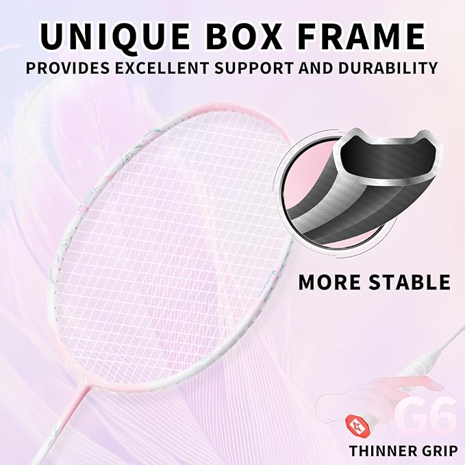 Professional Badminton Racket 5U | Carbon Fiber Badminton Racket Set with Grip Tape & Cover Bag | Pro Badminton Racquet Lightweight for Beginner, Intermediate Players Outdoor Games