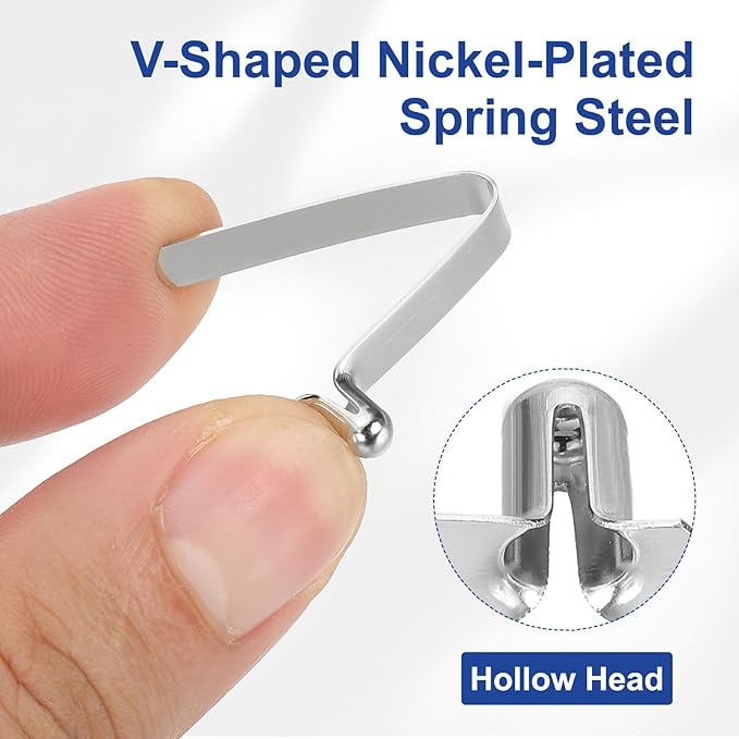 HARFINGTON Single Button Kayak Paddle Snap Spring Clip Spring Steel V-Shaped Hollow Lift Telescopic Locking Tube Pole Clips for Tent Camping