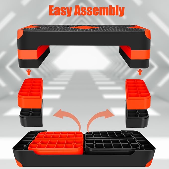 Exercise Workout Aerobic Step Platform Trainer, 27" Aerobic Stepper with 4"-6"-8" Adjustable Height Risers