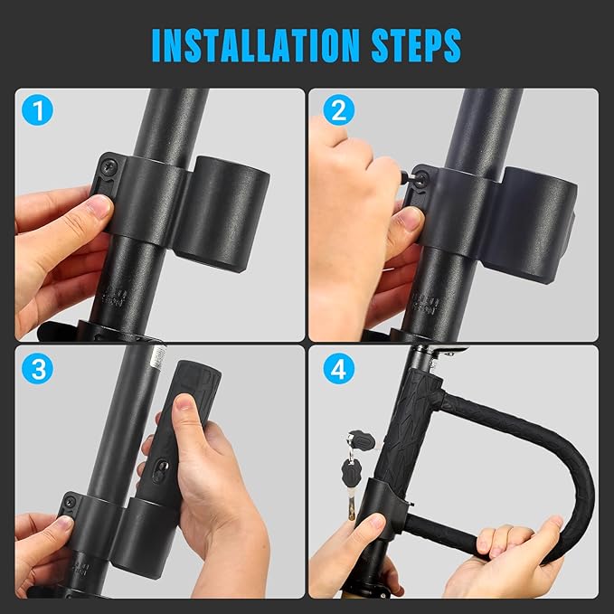 Heavy Duty Bike U Lock - Super Strong 12 Ton Shear, 20mm U Shape Lock Anti-Theft Silicone Covered Electric Scooter Lock Keyhole with Sliding Cover 4ft Steel Cable with Mounting Bracket and 3 Keys(S)