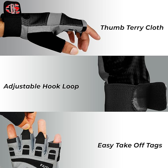 FIGHTSENSE Workout Gloves for Men and Women,Weight Lifting Gloves with Enhanced Grip,Padded Palm,Adjustable Wrist Straps and Breathable Design for Optimal Performance & Comfort in Gym