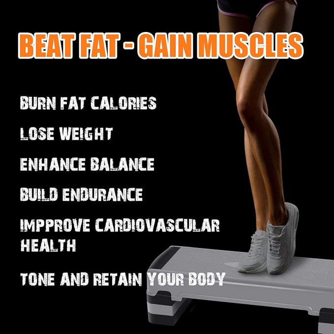 Giantex 35" Aerobic Step, Non-Slip Surface, Height-Adjustable 6" - 8" - 10" Step Aerobics Platform, Workout Fitness Equipment Stepper Trainer, Exercise Step Platform with 3 Riser