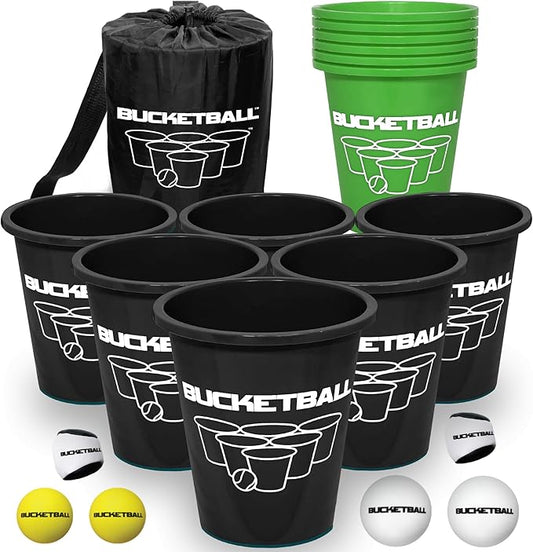BucketBall | Team Color Edition | Combo Pack (Black/Green): Original Yard Pong Game: Best Camping, Beach, Lawn, Outdoor, Family, Adult, Tailgate, Jumbo, Giant Game