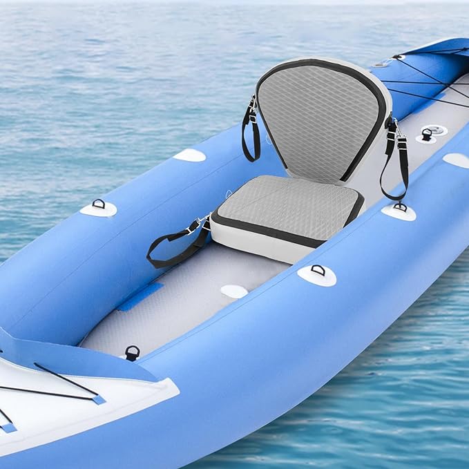 Inflatable Kayak Seat, Universal Paddle Board Seat, Thicken Seat Cushion, Back Support Adjustable, for Surfboard Kayak Canoe Marine (Grey)