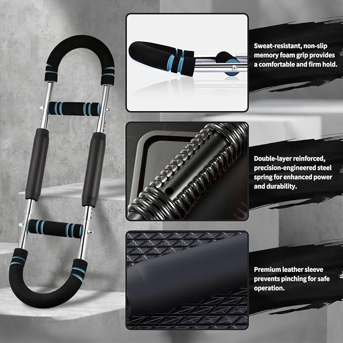 6 Levels Twister Arm Trainer, 40/50/60/75/90/110lb Adjustable Chest Workout Equipment, Portable Power Twister Bar, Body Fitness Machine for Shoulder Back Abdominal Thigh Muscle, Detachable, Men & Women