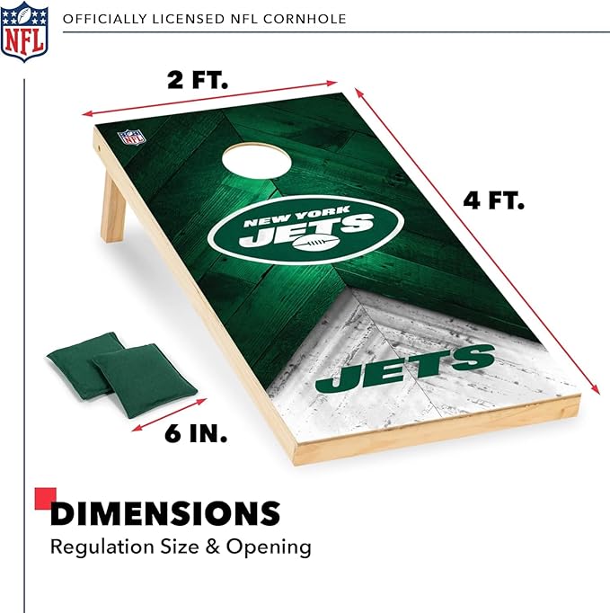 Wild Sports NFL Football 2' x 4' Regulation Size Solid Wood Cornhole Set with Direct Print HD Team Graphics Great Gift for Any Football Fan! Bean Bag Toss Family Outdoor Game