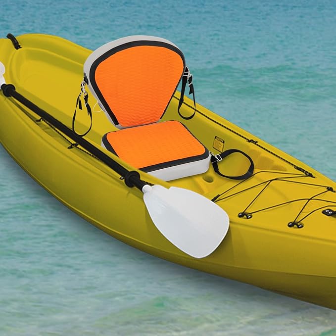 LYNICESHOP Kayak Seats Portable Thicken Seat Cushion for Kayak Padded Kayak Seat w/Back Support Adjustable Strap, for Kayak, Canoe, and Boat (Orange)