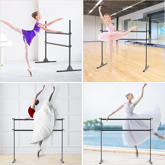 SELEWARE Height Adjustable Ballet Barre Freestanding Ballet Bar Heavy Duty Dance Bar Support Barre Movements Body Stretch Pull-ups, Sturdy Construction Never Fall Apart, Anti-Slip
