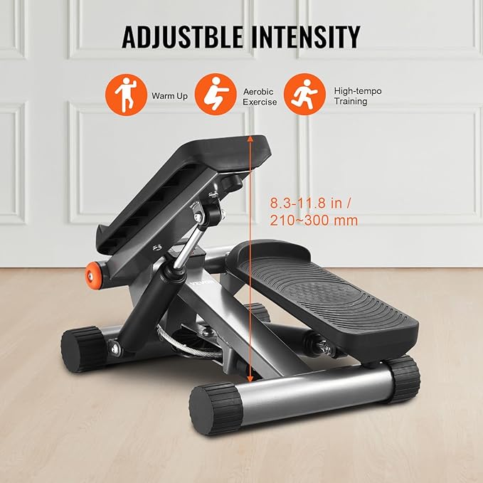 VEVOR Stair Stepper, Mini Stepper for Exercise at Home, Hydraulic Fitness Stepper with Resistance Bands, Full Body Workout Cardio Equipment, Stair Climber with LCD Monitor, 330LBS Load Capacity