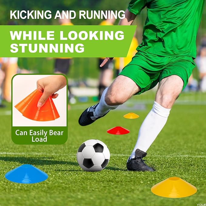 Ashsajkd(Set of 25/50/100 - Agility Soccer Cones with Carry Bag and for ， Football Cones for TrainingFootball, Basketball, Coaching, Agility Cones for Indoor and Outdoor Games