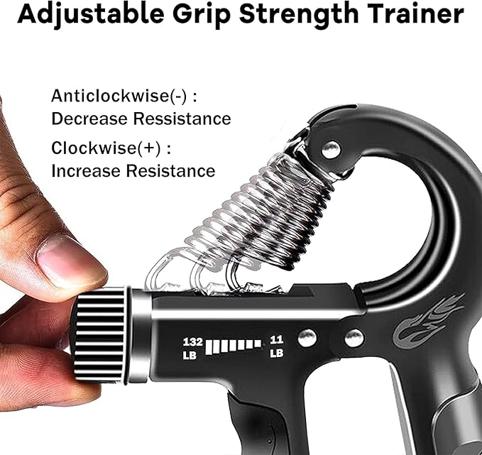 FLYFE Grip Strength Trainer Kit (5 Pack), Forearm Strengthener, Hand Squeezer Adjustable Resistance, Finger Stretcher, Grip Ring, Relief Ball and Finger Exerciser for Men and Women, Injury Recovery