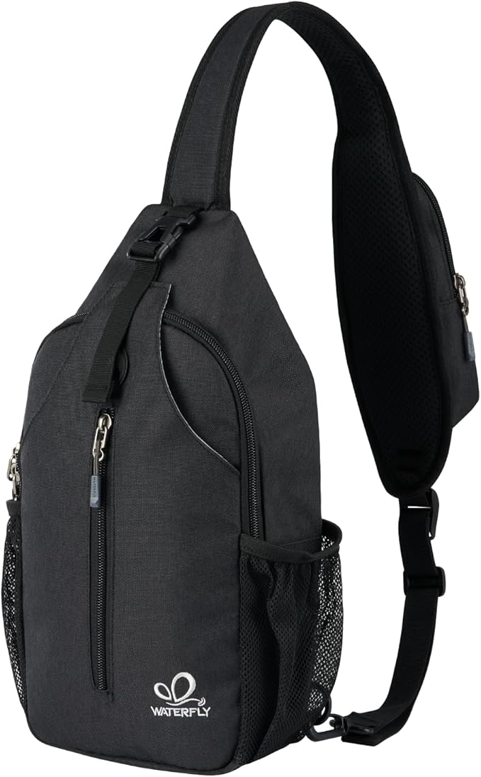 WATERFLY Crossbody Sling Backpack Sling Bag Travel Hiking Chest Bag Daypack