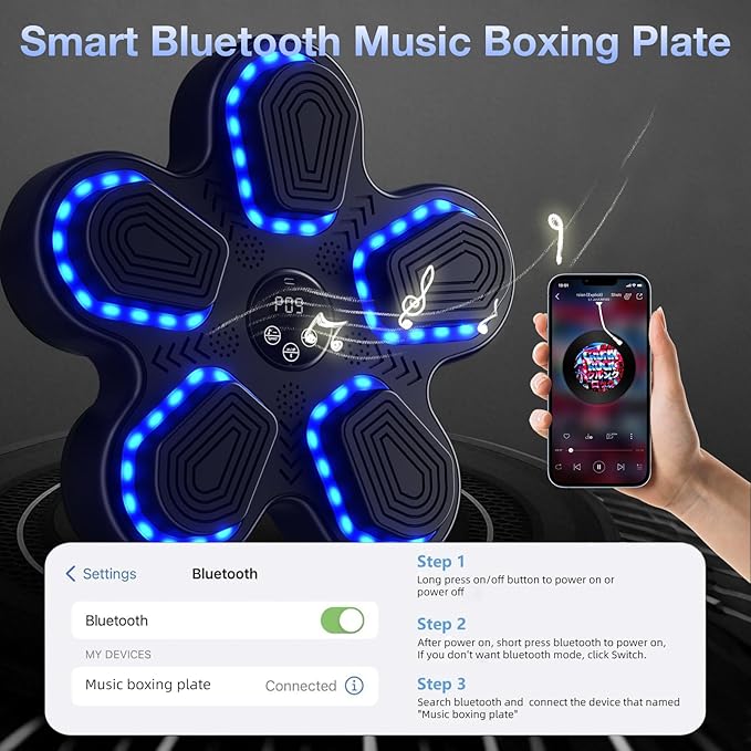 Music Boxing Machine, Bluetooth Punching Trainer with Boxing Gloves, Wall Mount Boxing Target Equipment for Adults Kids, Boxing Workout Equipment Pad for Home, Office, Gym, 10 Modes & 9 Speeds