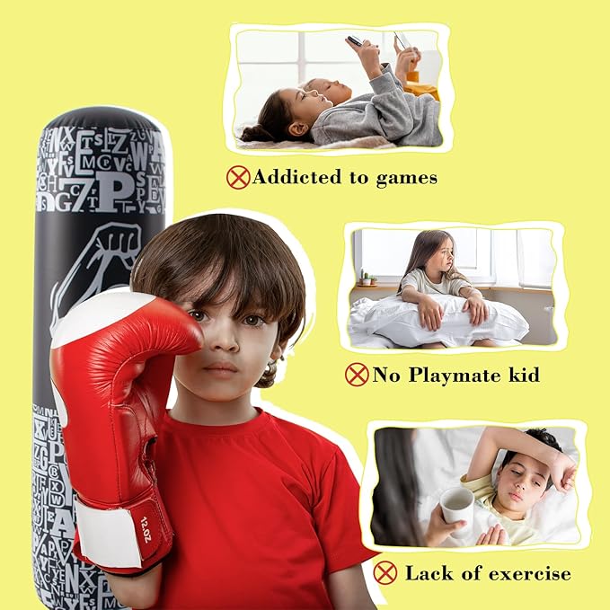 DIMAR GARDEN Inflatable Punching Bag for Kids, 64 Inch Boxing Bag for Karate & Taekwondo Practice