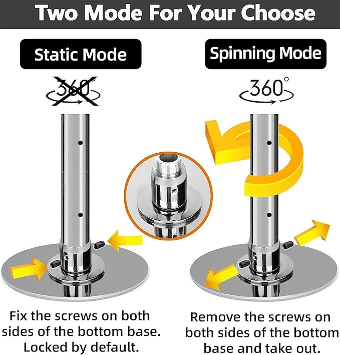 PRIOR FITNESS Permanent Fixed Dance Pole Kit, Professional 45mm Spinning & Static Dancing Pole Heavy-Duty Steel Pole Dance for Home, Adjustable Height Excellent for Home Exercise Studio Club Gym