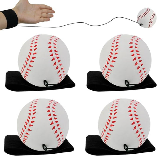 Wrist Return Ball, 2.36inches Rubber Rebound Ball with Strap for Wrist Exercise Play