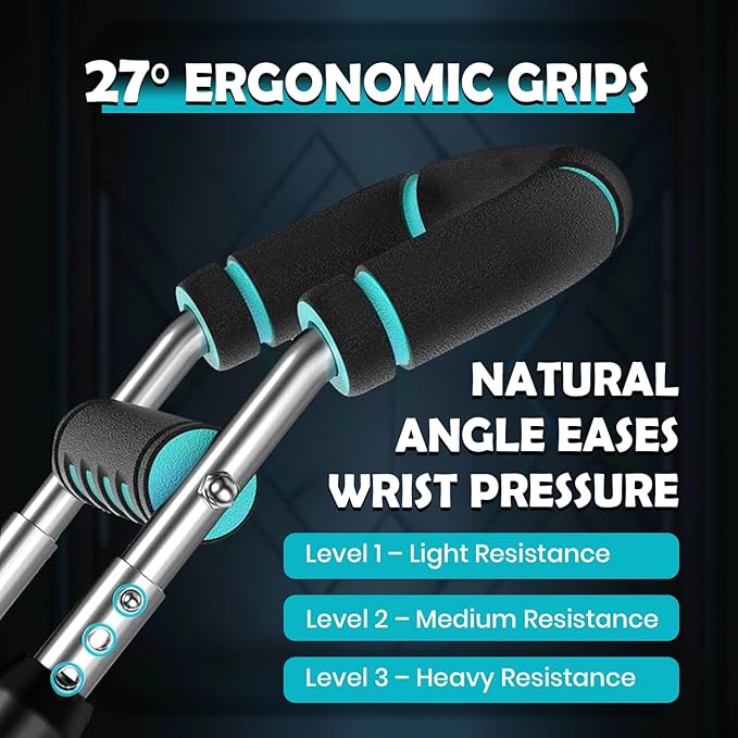 IRON VIBE Twister Arm Trainer for Men – Adjustable Resistance 40-140lb – Ergonomic 27° Chest & Biceps Workout Bar – Portable & Detachable Home Gym Fitness Equipment