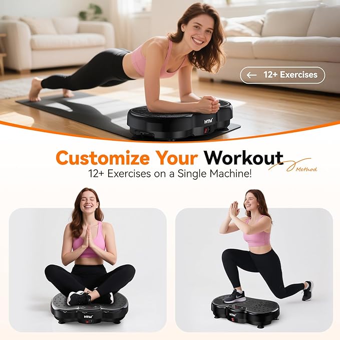 Vibration Plate Exercise Machine - 300 lbs Weight Capacity, 120 Speed Levels, 9 Workout Modes for Home Fitness, Muscle Toning & Weight Loss