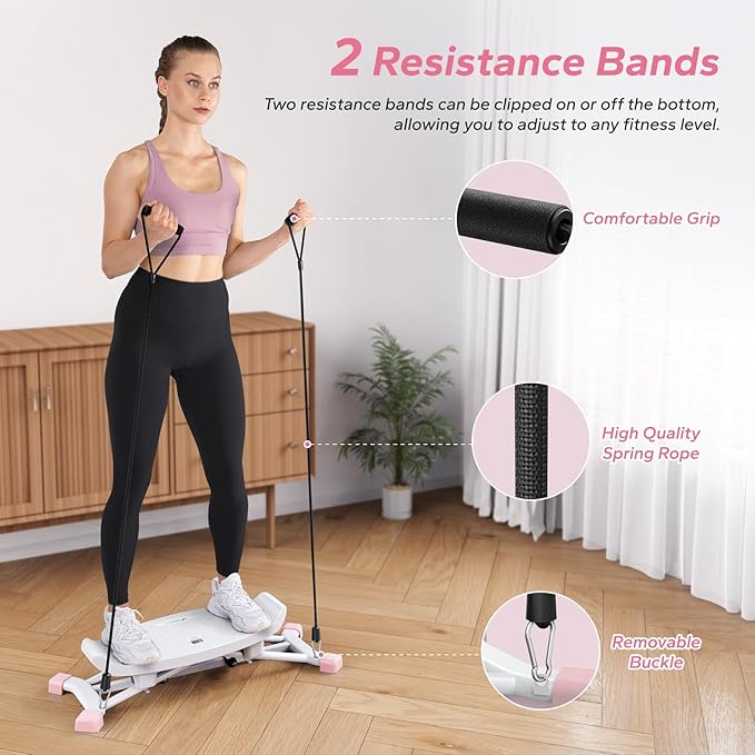 MERACH Balancing Machine for Full Body Workout, Sliding Ski Simulator with Resistance Bands, 300 LBS Loading Capacity Exercise Workout Equipment for Women﻿(Black)