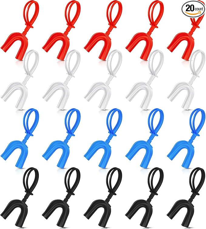 Dunzy 20 Pcs Strapped Mouth Guard Football Sports Mouthguard No Boil Mouthguard Adult Youth Football Mouthpiece Mouth Protector for Boxing Lacrosse Hockey Taekwondo