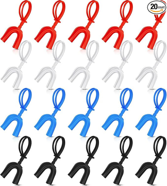Dunzy 20 Pcs Strapped Mouth Guard Football Sports Mouthguard No Boil Mouthguard Adult Youth Football Mouthpiece Mouth Protector for Boxing Lacrosse Hockey Taekwondo