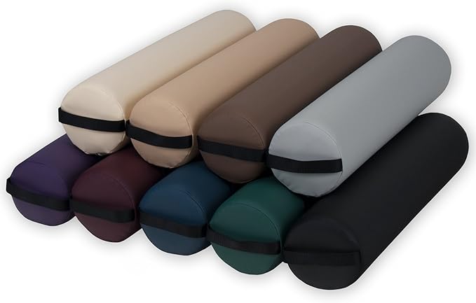 Earthlite Bolster Pillow Full Round – Durable Massage Bolster, 100% PU Upholstery incl. Strap Handle/Professional Quality for Massage Table/Back Pain Relief
