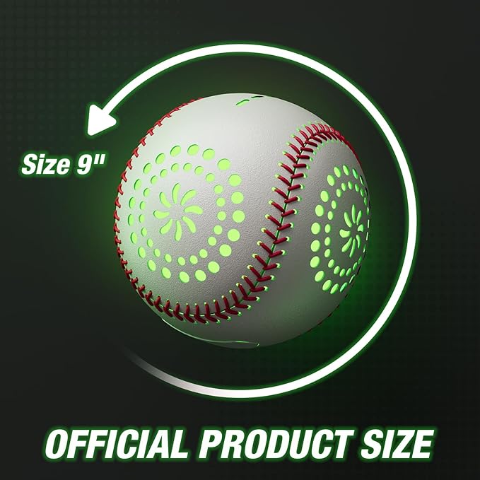 Kids Baseball Glove with Light Up Baseball/LED Rechargeable, 9 Lighting Modes Official Size Leather Weighted Glow Baseballs for Day Night, Sport Toys Games Gifts for Youth Boys