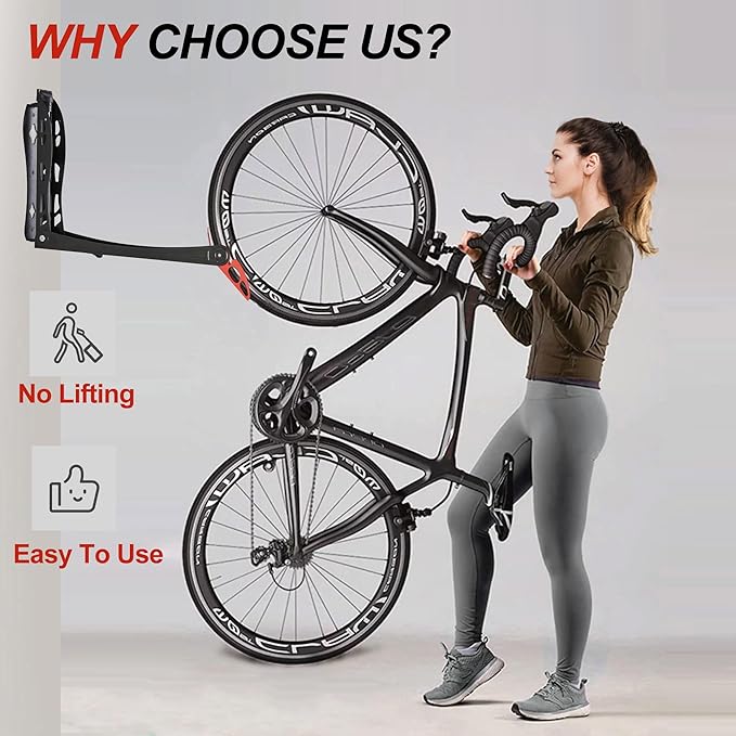 Wallmaster BIKEPAL Swivel Bike Rack, Wall Mounted Vertical Bike Storage Hanger, Space Saving for Home and Garage, 4 Pack