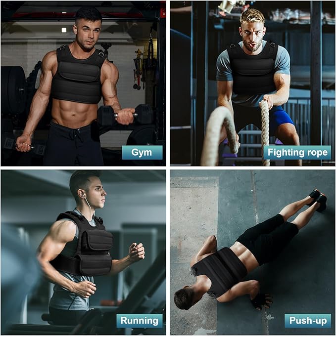 Adjustable Weighted Vest 44 Lb, Weight Vest for Men,Adjustable Wearable Weights with Iron Weights for Home Workouts and Strength Training