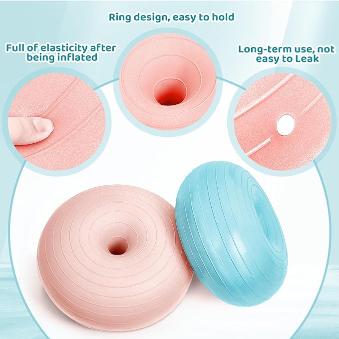 Lewtemi Flexible Seating for Classroom 20 Inch Inflatable Yoga Ball Chair Large Donut Exercise Ball Chair Cushion Seat with Inflator for Kid Student Sensory Balance Home Office