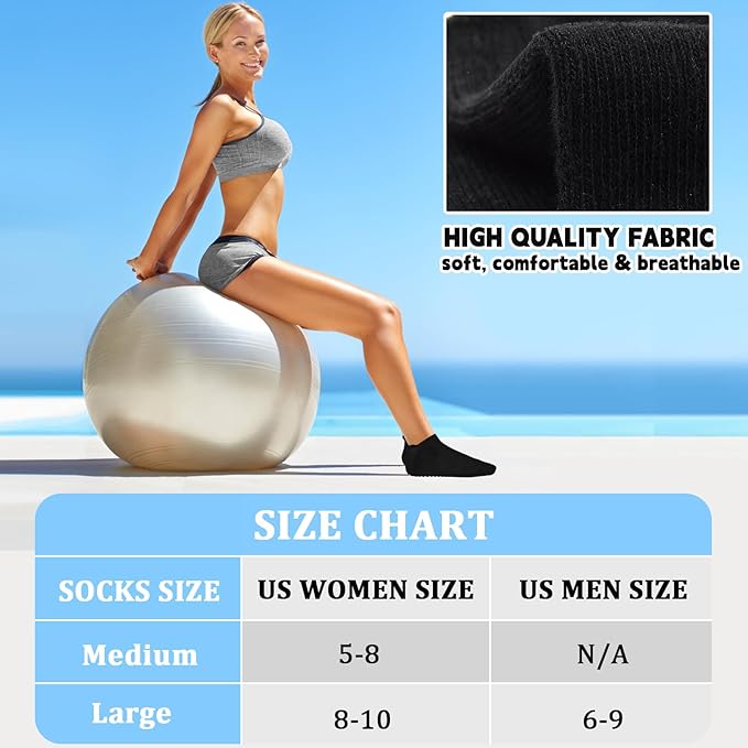 SkiBeaut Grips Non Slip Socks for Women, 4 Pairs Yoga Pilates Anti Skid Woman Hospital Gripper Socks (5-12)