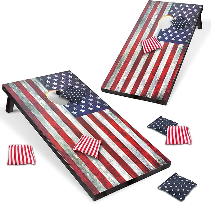 Cornhole Board Set with Carrying Bags & 8 Bean Bags Corn Hole Boards Bean Toss Game for Adults Family Outdoor Lawn Outside Backyard Games