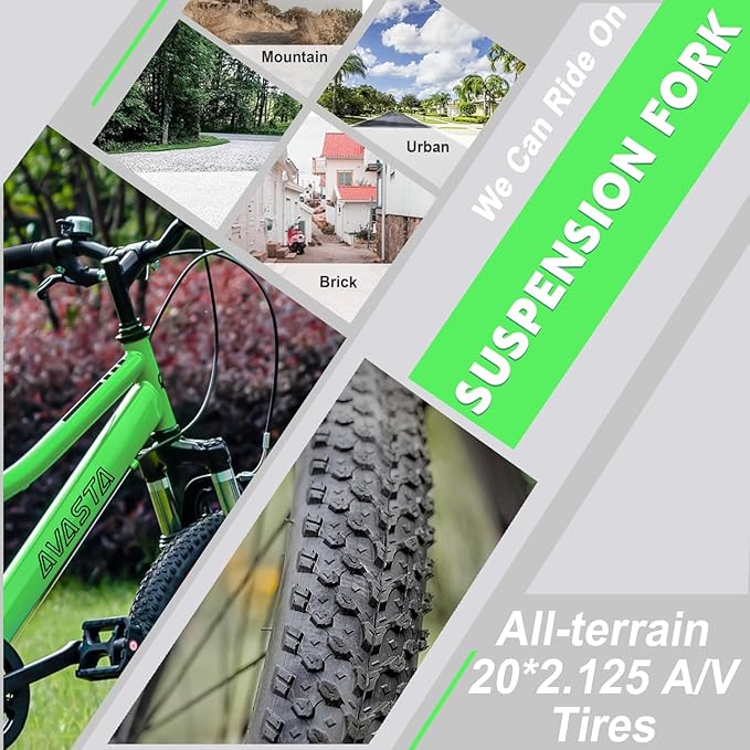 AVASTA Govet 20'' Kids Mountain Bike for 6-12 Years Old Boys Girls with Suspension Fork, 6 Speeds Drivetrain, Multiple Colors